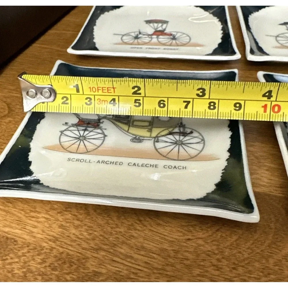 Set of 4 Porcelain Old Antique Car Coasters 3.5
